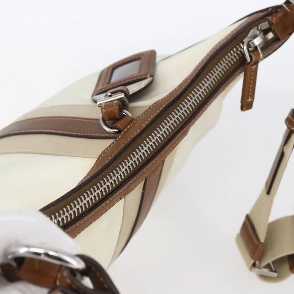 PRADA Shoulder Bag Nylon Beige Silver Auth ka273 - Picture 7 of 16